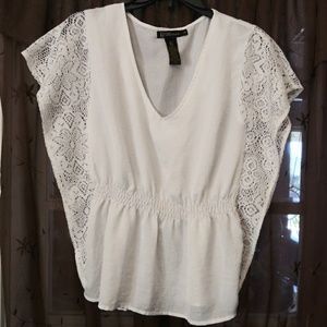 Grass jeans white lace blouse sz S